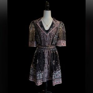 Black and Pink Patterned Dress with inner